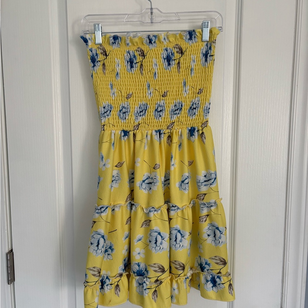 Yellow Floral Smocked Dress